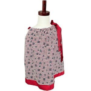 Toddler Girls Patriotic American Flag Handmade Cold Shoulder Dress - Sz 2T 3T